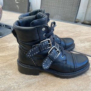 Frye Samantha Stud Belted Combat Boot size 7 1/2B